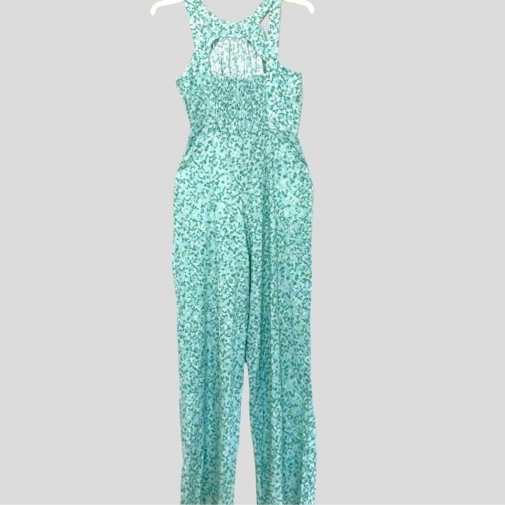 ZARA‎ Women's Wide Leg Jumpsuit Sz. M Ditsy Floral Wide Straps Pockets - Picture 3 of 8